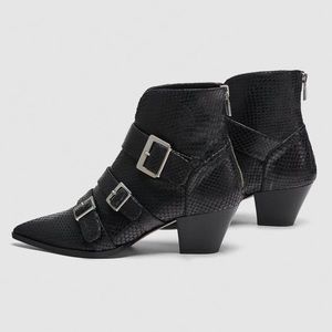 ZARA Woman Leather Buckle Ankle Boots EU36/US6